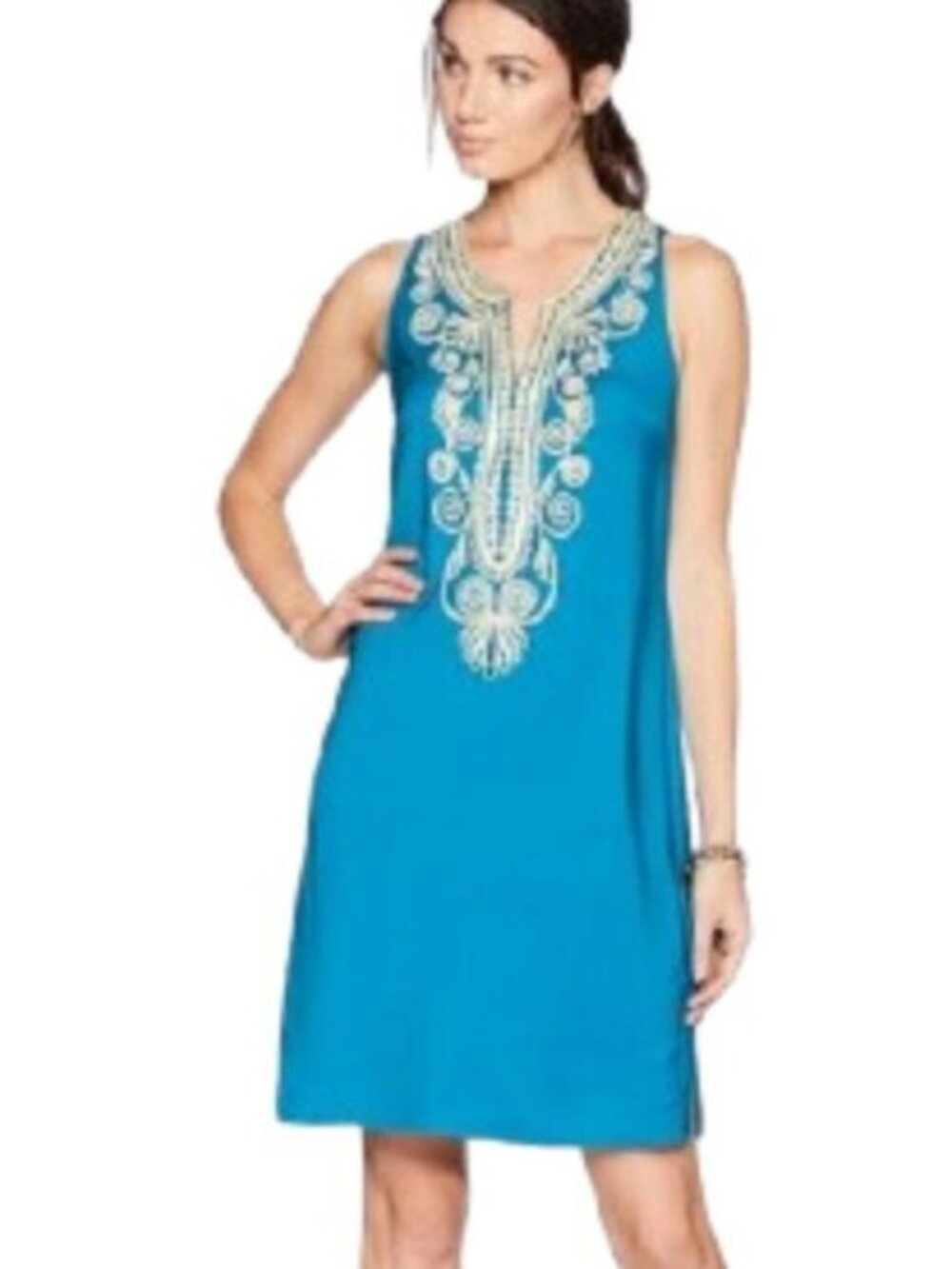 Lilly Pulitzer Carlotta Stretch Shift Dress in Tidal Wave Teal Blue NEW